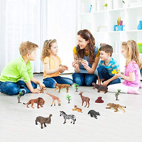 kramow 18 Piezas Juguetes Animales para niños 2 años,Figurines Juguetes de Animales Salvajes Educativo Regalo para niños niñas