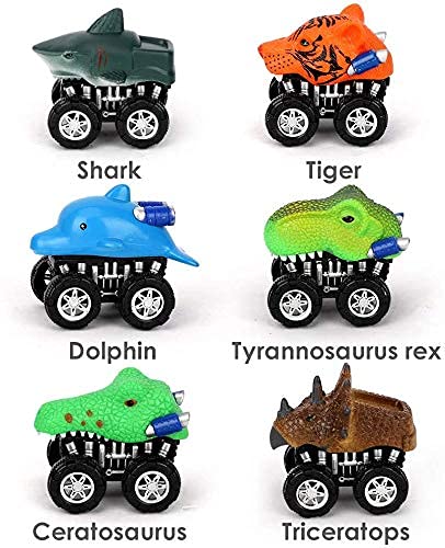 kramow Dinosaurio del Juguete Camión de Transporte,6 Dinosaurio Animal Figuras Coche,Juguetes Niños 3-8 Años,Educativo Juguete