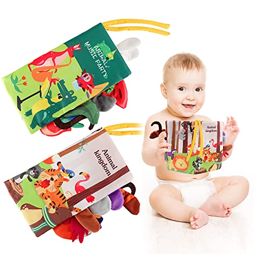 kramow Libros de Tela para Bebes,Libros Blandos Libro Texturas Bebe con Cola de Animal,Juguete Educativo y Libros Bebe Recién Nacido Niños Preescolar 1 año