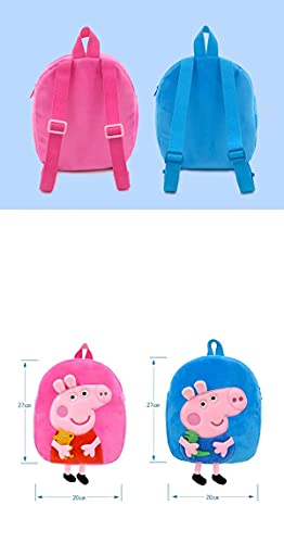 Ktimor Mochila Infantil Peppa Pig, Mochila Infantil de Dibujos Animados, Bolso para Niños de JardíN de Infantes con Patrón, Material de Felpa, Adecuado para Niños De 3 a 6 Años, Diseño 3D, 27 * 20 cm