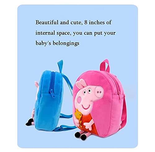 Ktimor Mochila Infantil Peppa Pig, Mochila Infantil de Dibujos Animados, Bolso para Niños de JardíN de Infantes con Patrón, Material de Felpa, Adecuado para Niños De 3 a 6 Años, Diseño 3D, 27 * 20 cm