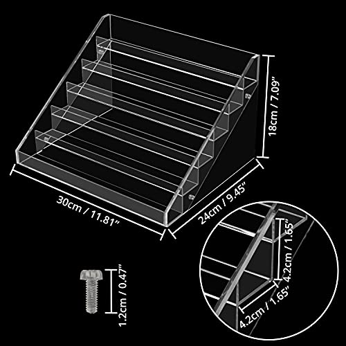 Kurtzy Expositor Pintauñas 6 Niveles - Organizador de Esmaltes Acrílico Transparente 30 x 24 x 18 cm – para hasta 60 Frascos de Esmalte de Tamaño Regular – para Mesa, Tocador, Escritorio