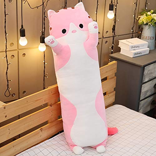 KXCAQ 70-120cm El Gato Almohada para Dormir Almohada Larga muñeca Linda muñeca niña de Peluche de Juguete Persona Perezosa Cama en la muñeca Grande Linda cómoda 70cm pinkcat