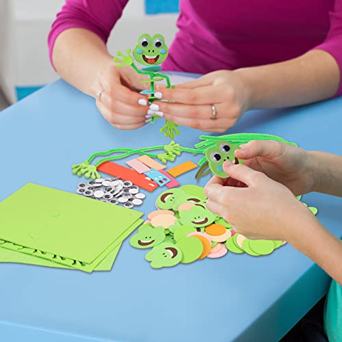 LAMEK 12 Kits de Manualidades de Ranas para Niños Colgantes de Apilamiento de Primavera Decoración Creativas Elaboración de Juego con Piezas de Espuma para Navidad Primavera Pascua