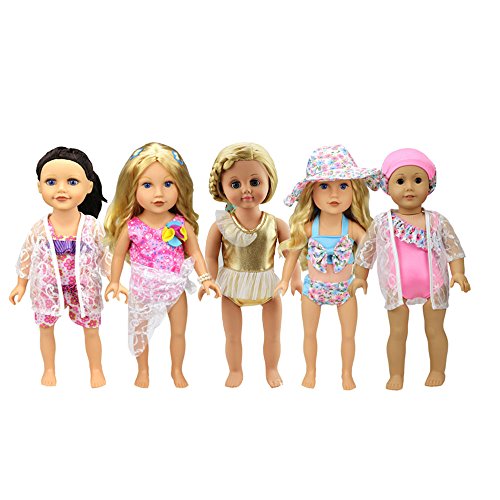 Lance Home 5 Trajes de Baño Hecha a Mano de Verano para 18 Pulgadas Americana Chica Muñeca y Otras 45-46cm Muñeca- para playa