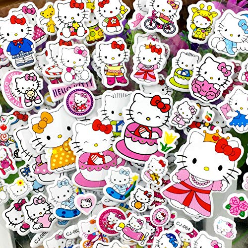 Lanseede Hellokitty - Pegatinas 3D para niños (12 hojas diferentes, 250 pegatinas con diseño de Hello Kitty, obsequios de cumpleaños infantiles y regalos para invitados)