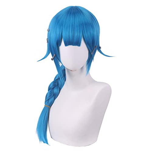 League of Legends Cosplay Wig, Jinx Cos Wig, Or Women Heat Resistant Cosplay Costume Halloween Party Wig (60CM)