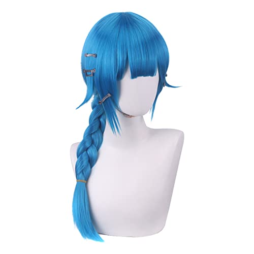 League of Legends Cosplay Wig, Jinx Cos Wig, Or Women Heat Resistant Cosplay Costume Halloween Party Wig (60CM)