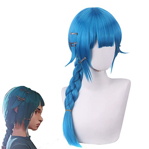 League of Legends Cosplay Wig, Jinx Cos Wig, Or Women Heat Resistant Cosplay Costume Halloween Party Wig (60CM)