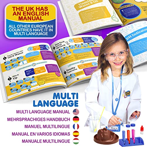 Learn & Climb Kit científico para niños con Bata de Laboratorio 20 experimentos científicos. A Partir de los 4 años (Manual Claro en Ingles)