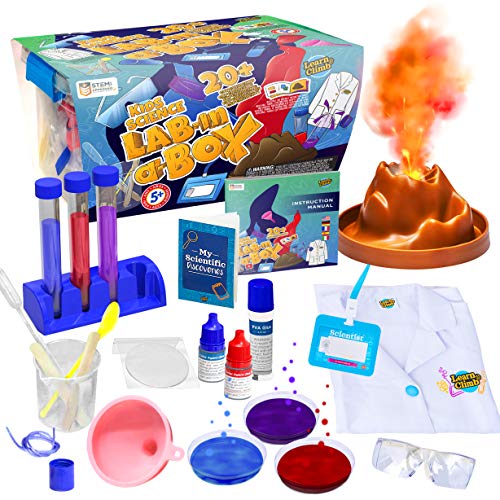 Learn & Climb Kit científico para niños con Bata de Laboratorio 20 experimentos científicos. A Partir de los 4 años (Manual Claro en Ingles)