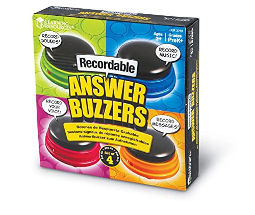 Learning Resources- Botones de Respuesta grabables, Set de 4, Color (LER3769)