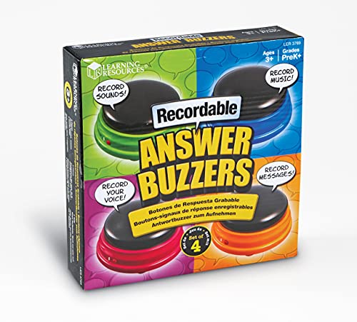 Learning Resources- Botones de Respuesta grabables, Set de 4, Color (LER3769)