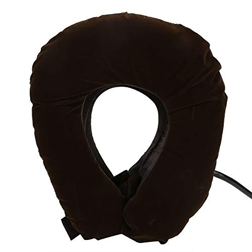 Lecxin Cuello de Almohada, Almohadilla Inflable portátil de Cuello Inflable con Aire en Forma de U Vertebra Cervical Tractor Almohada Café