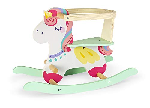 leomark Caballo balancín de Madera - Mecedora de Juguete para Niños Bebé, con Anillo Protector (Rose)