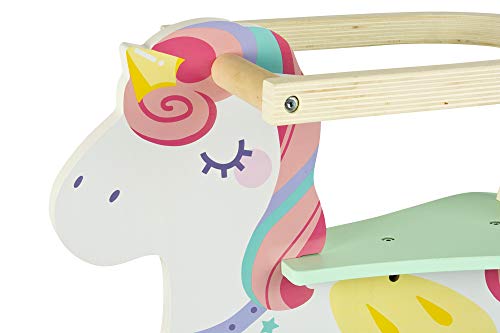 leomark Caballo balancín de Madera - Mecedora de Juguete para Niños Bebé, con Anillo Protector (Rose)