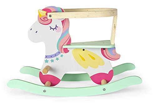 leomark Caballo balancín de Madera - Mecedora de Juguete para Niños Bebé, con Anillo Protector (Rose)