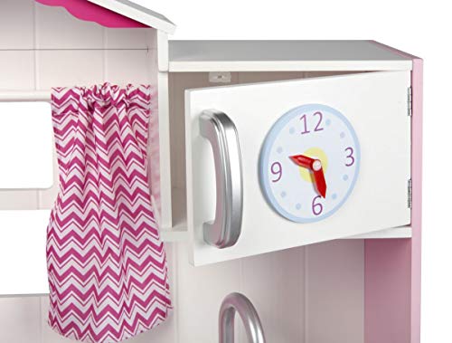 Leomark Cocina Pink Play Madera Infantil de Juguete - Color Rosa - Accesorios, para Niños, Efectos de luz y Sonido, Dim: 82x30x101(Altura) cm