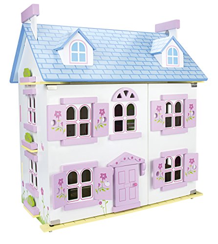 Leomark Dream House Casa de Muñecas de Madera con muñecas - Color Rosa - Villa (60 cm - altura), Equipo Completo, Excelente Calidad, Accesorios adicionales