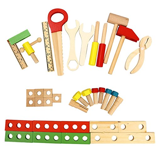 Lewo Juego de Accesorios y Caja de Herramientas de Madera Juego de Juegos de Pretensiones Juguetes Educativos de Construcción para Niños