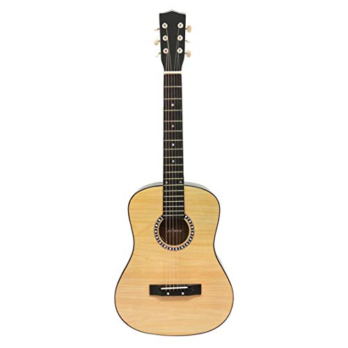 LEXIBOOK- Guitarra Acústica, 91 cm, Guía de Aprendizaje, 6 Cuerdas de Nylon, Funda de Transporte incluida, Madera/Negro