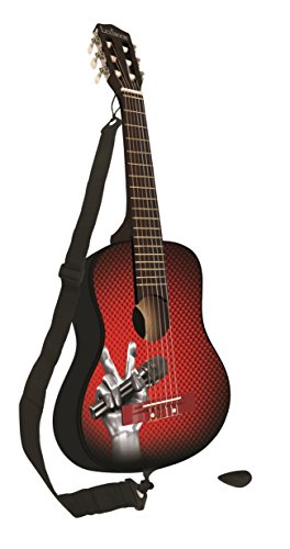 LEXIBOOK The Voice Voz-Guitarra Acústica de Madera, 6 Cuerdas, 78cm, Guía de Aprendizaje incluida, Negra/Roja K2000TV, Color