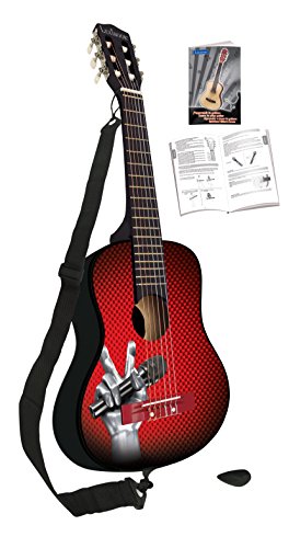 LEXIBOOK The Voice Voz-Guitarra Acústica de Madera, 6 Cuerdas, 78cm, Guía de Aprendizaje incluida, Negra/Roja K2000TV, Color