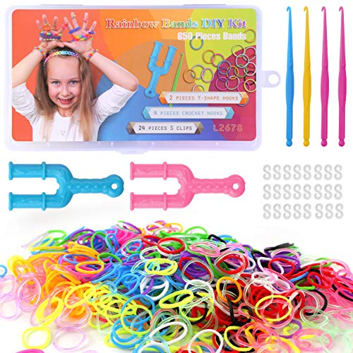 LIHAO 650 Piezas Bandas de Goma Elástica DIY Trenzadas Hacer Pulseras Manualidad Colores Regalo para Chicas Niñas