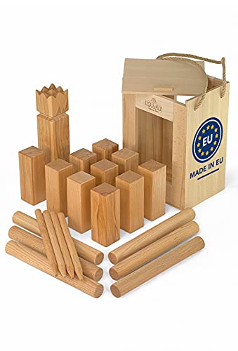 LISA & MAX Kubb Original - Madera de haya FSC® original robusta, fabricada en la UE, dimensiones oficiales del torneo