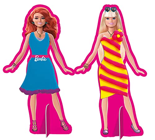 Lisciani, Barbie Glitter Dough Desfile de moda, 600 g de plastilina con purpurina y kit creativo, 88867 - Juego creativo para niñas a partir de 4 años