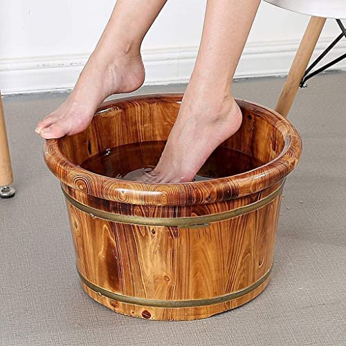 Lishiguli Barril de baño de pies Bañera, Lavabo de oído de madera maciza Baño de pies Adulto Cubo de pie Alivio de la fatiga Barril de madera Baño de remojo Bañera de pie Spa Lavabo de hogar