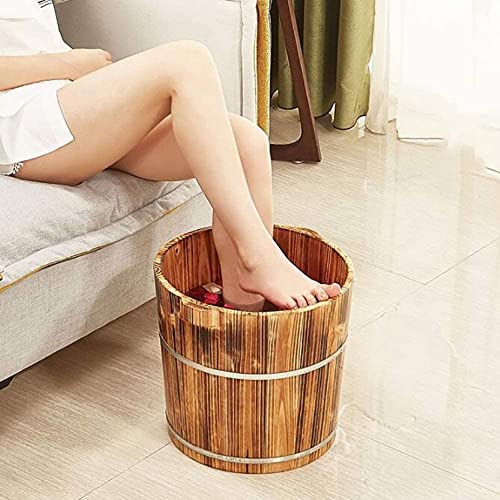 Lishiguli Barril de baño de pies de madera natural, balneario, balneario, bañera para pies remojo de pies (color: A++altura: 40 cm) (color B+altura: 40 cm)