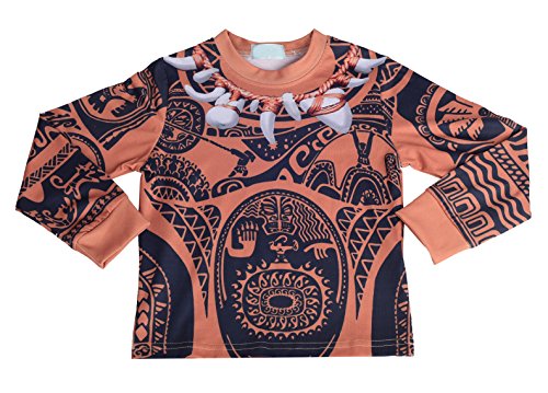 Lito Angels Niños Maui 2 piezas Disfraces Conjuntos Princesa Moana Disfrazarse Vestido de fiesta de Halloween Talla 5-6 años