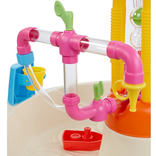 little tikes Fountain Factory Mesa de Agua - Juguete para Exterior, Seguro, Portable - Juguete Sensorial Ideal para el Jardín, Fomenta la Creatividad, Edad: 24+ Meses