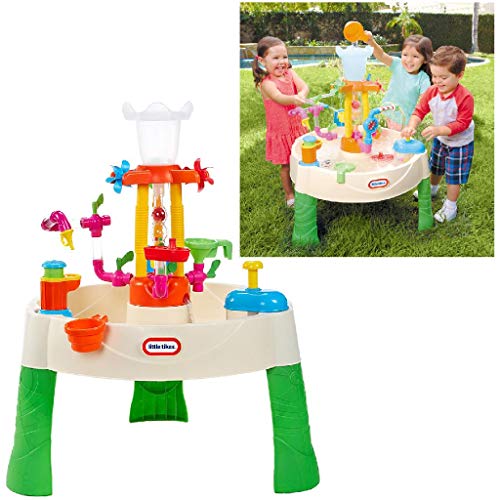 little tikes Fountain Factory Mesa de Agua - Juguete para Exterior, Seguro, Portable - Juguete Sensorial Ideal para el Jardín, Fomenta la Creatividad, Edad: 24+ Meses