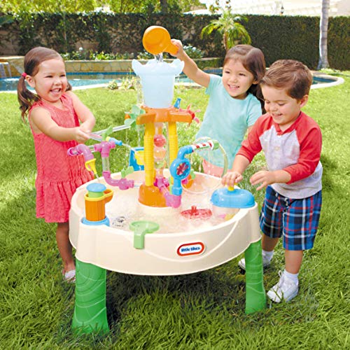 little tikes Fountain Factory Mesa de Agua - Juguete para Exterior, Seguro, Portable - Juguete Sensorial Ideal para el Jardín, Fomenta la Creatividad, Edad: 24+ Meses