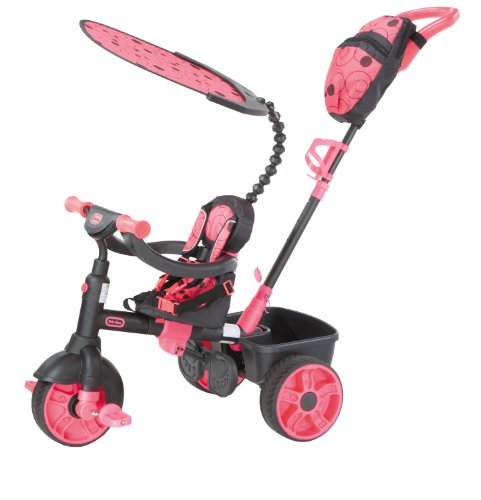 Little Tikes Triciclo 4 en 1 Edición de Lujo - Triciclo de Tres Ruedas para Niños Pequeños - Edades de 9 Meses a 3 Años - Juego Activo Todo el Día - Rosa Neón