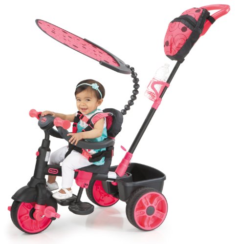 Little Tikes Triciclo 4 en 1 Edición de Lujo - Triciclo de Tres Ruedas para Niños Pequeños - Edades de 9 Meses a 3 Años - Juego Activo Todo el Día - Rosa Neón