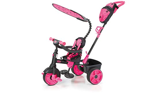 Little Tikes Triciclo 4 en 1 Edición de Lujo - Triciclo de Tres Ruedas para Niños Pequeños - Edades de 9 Meses a 3 Años - Juego Activo Todo el Día - Rosa Neón