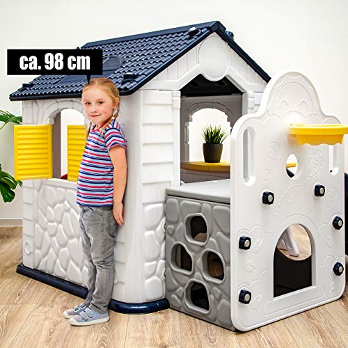 LittleTom Casa de Juegos para Niños con Tobogán - 1 Año - Cabaña Jardín - Exterior Interior