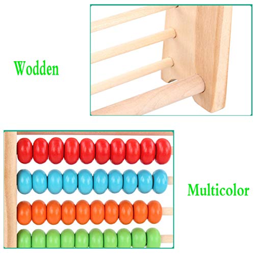 Liuer Ábaco Infantil de Madera Montessori Juguetes Educativos Abaco Granos Coloridos Matematicas Habilidades Juguete Educativo para Niños y Niñas 2 3 4 Años