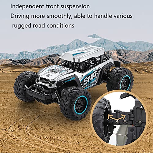 LIWWEN Coche RC, Camión Teledirigido De Alta Velocidad 1:14 Scale 2WD All Terrains Boys Juguete Eléctrico con LED Y Música, Dos Baterías Recargables para Niños Y Adultos