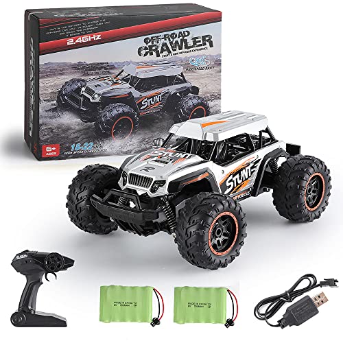 LIWWEN Coche RC, Camión Teledirigido De Alta Velocidad 1:14 Scale 2WD All Terrains Boys Juguete Eléctrico con LED Y Música, Dos Baterías Recargables para Niños Y Adultos