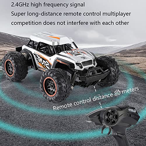 LIWWEN Coche RC, Camión Teledirigido De Alta Velocidad 1:14 Scale 2WD All Terrains Boys Juguete Eléctrico con LED Y Música, Dos Baterías Recargables para Niños Y Adultos