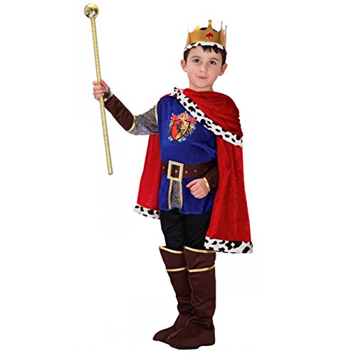 LOLANTA 7PCS Niño Medieval Príncipe Rey Disfraz Niño Halloween Príncipe Cosplay (6-7 años)