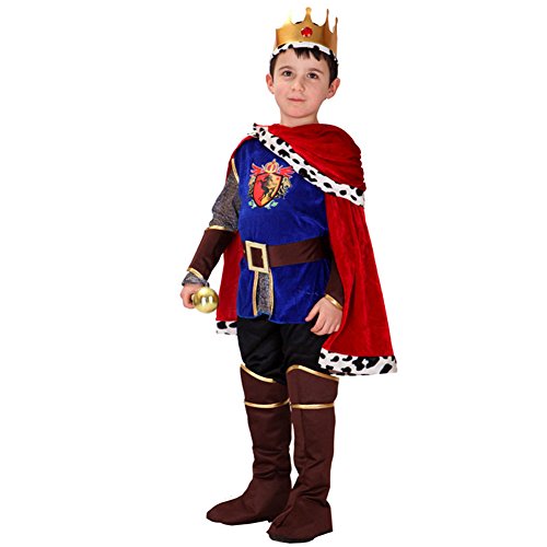 LOLANTA 7PCS Niño Medieval Príncipe Rey Disfraz Niño Halloween Príncipe Cosplay (6-7 años)