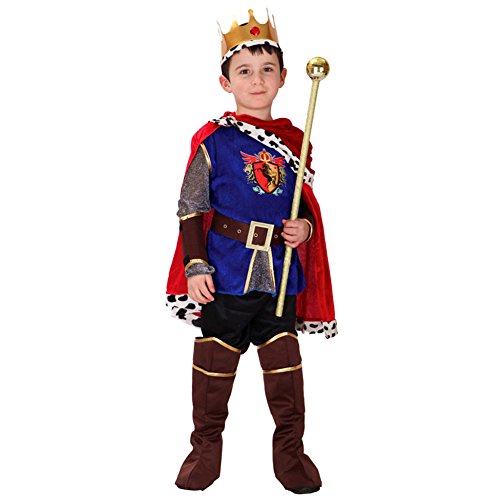 LOLANTA 7PCS Niño Medieval Príncipe Rey Disfraz Niño Halloween Príncipe Cosplay (6-7 años)