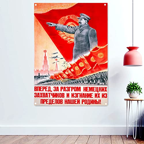 Los mejores carteles de propaganda soviética banderas banderas de la Unión Soviética CCCP URSS Presidente Stalin papel pintado de pared decoración del hogar 96 x 144 cm (38 x 57 pulgadas)