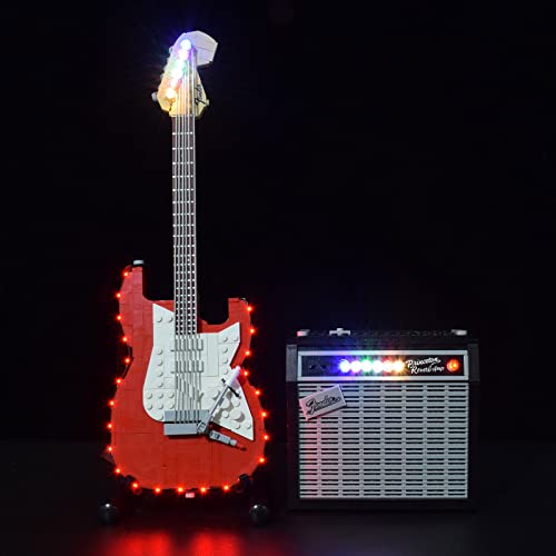 LOTFUN Juego de luces LED para guitarra eléctrica Stratocaster Lego 21329 (solo incluye LED, no el kit Lego) – Versión clásica