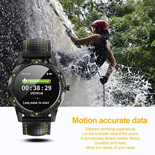 LTLJX Smartwatch, 1.3 Inch Reloj Inteligente Deporte con Pulsómetro Presión Arterial, Monitor de Sueño Podómetro Contador de Caloría Impermeable IP68 para Hombre Mujer Rosa,Amarillo